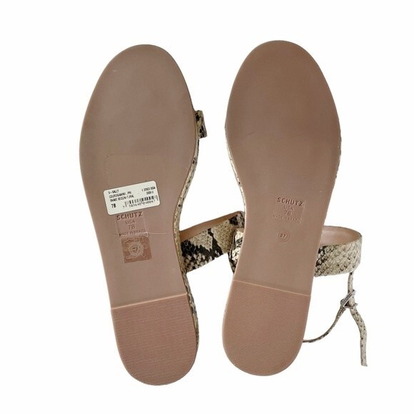 NEW Schutz Sally Leather Embossed Snake Print Flatform Platform Sandals Size 7 - Picture 11 of 12